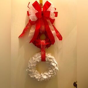 Handmade Double Hanging Felt leaf Wresth with Bow